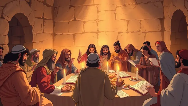 Members of the primitive church toguether in a room
